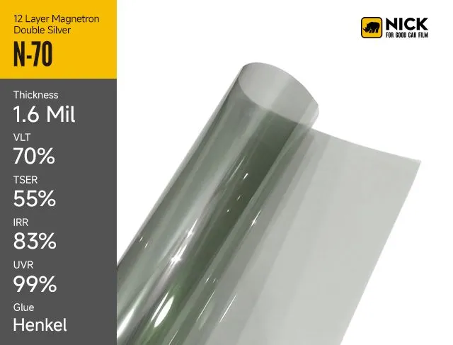 Spoguļa sudraba logu plēves tonis automašīnām uzlabo privātumu un UV aizsardzību