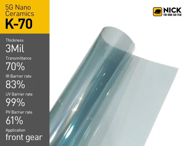 NICK 70 procentu caurspīdīgs keramikas tonis priekšējais vējstikls